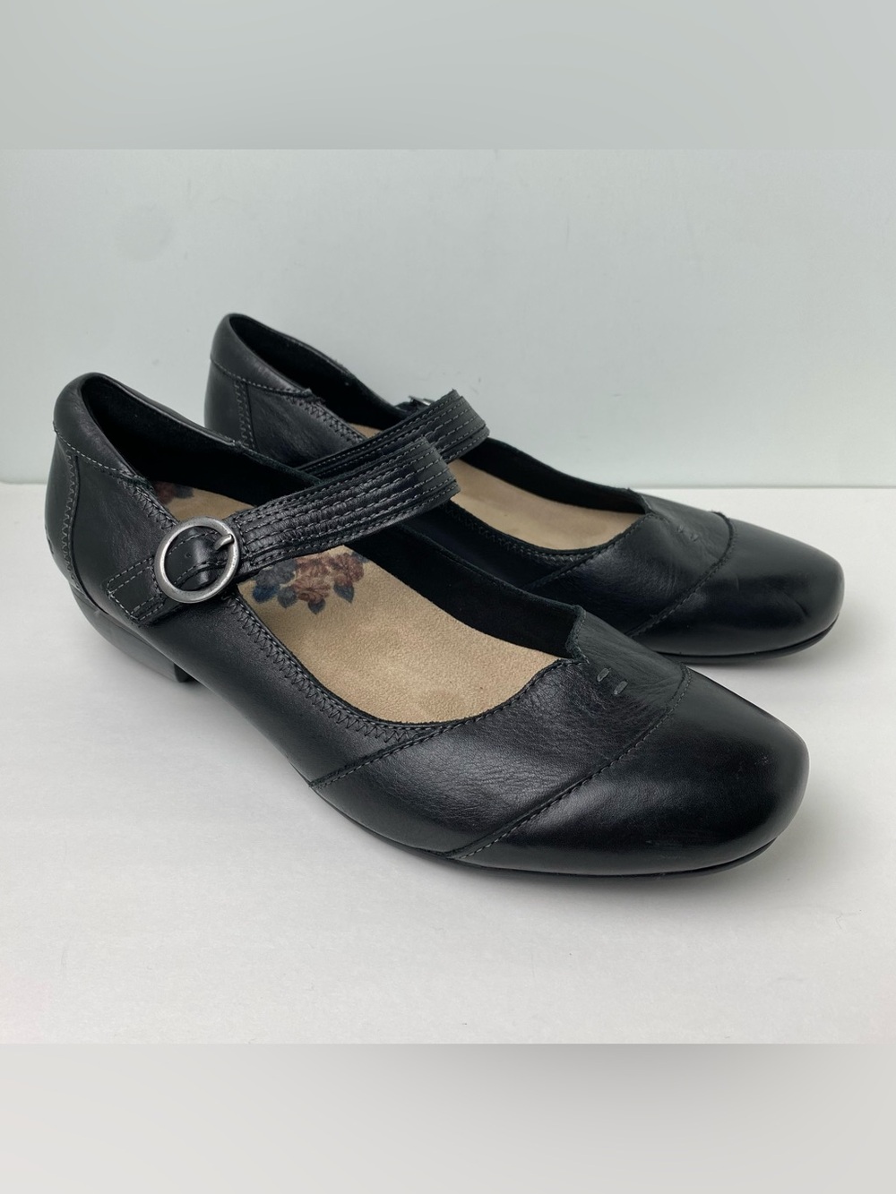 Taos Virtue Mary Jane Shoes Womens 10 Black Leather Low Heel Strap Comfort